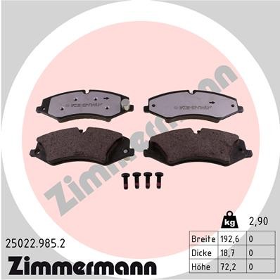 Слика на комплет феродо, дискови кочници ZIMMERMANN rd:z 25022.985.2 за Range Rover Sport (LS) 3.0 TD 4x4 - 249 коњи дизел