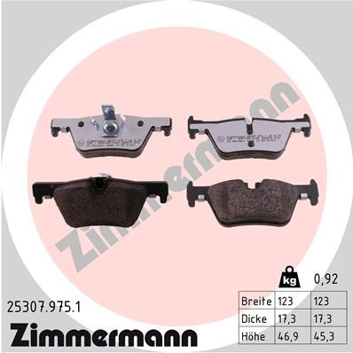 Слика на комплет феродо, дискови кочници ZIMMERMANN rd:z 25307.975.1 за BMW 1 F21 116 d - 116 коњи дизел