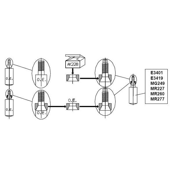 Слика на комплет штрафови, кукиште на лагер-амортизер MONROE ADAPTOR KIT AK228 за Peugeot 106 (1) 1.0 i - 50 коњи бензин