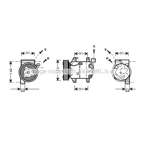 Слика на Компресор за клима AVA QUALITY COOLING DNK005 за Nissan Pulsar Saloon (N16) 2.2 Di - 110 коњи дизел