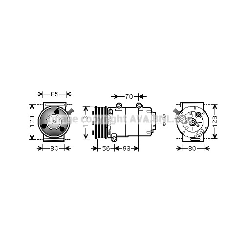 Слика на Компресор за клима AVA QUALITY COOLING FDAK416 за Ford Mondeo 4 Saloon 1.8 TDCi - 100 коњи дизел