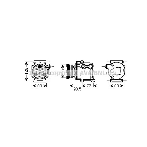 Слика на Компресор за клима AVA QUALITY COOLING FDAK434 за Ford Fiesta 5 (jh,jd) 1.25 16V - 70 коњи бензин