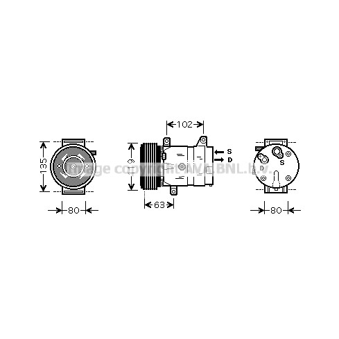 Слика на Компресор за клима AVA QUALITY COOLING RTAK440 за Renault Master 2 Platform (ED,HD,UD) 2.2 dCI 90 - 90 коњи дизел