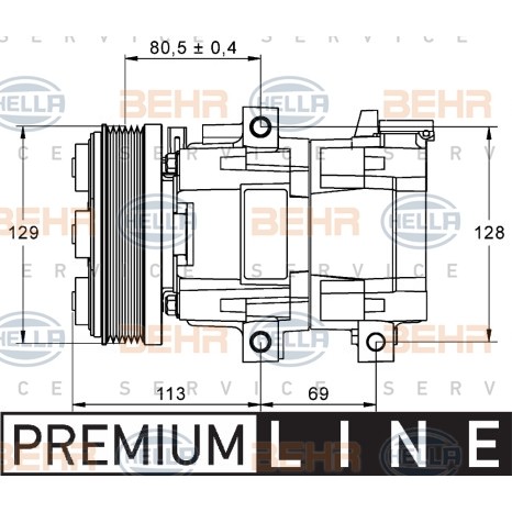 Слика на Компресор за клима BEHR HELLA SERVICE PREMIUM LINE 8FK 351 113-391 за Ford Mondeo 3 Saloon (B4Y) 2.0 TDCi - 125 коњи дизел