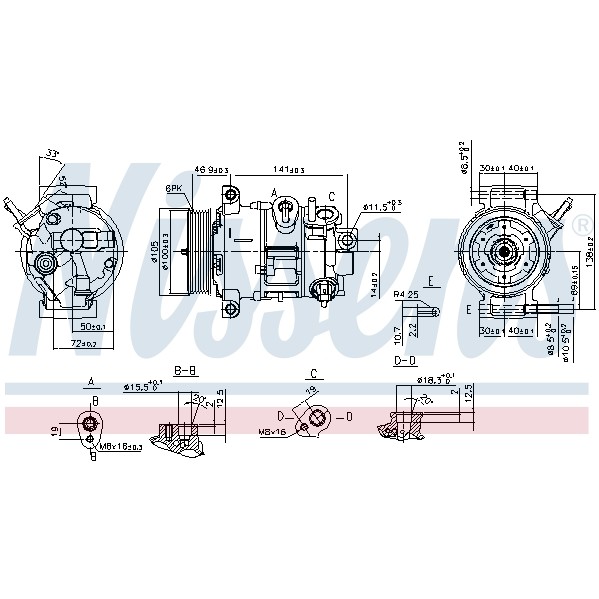 Слика на Компресор за клима NISSENS 890030 за Jeep Compass 2.0 CRD - 140 коњи дизел