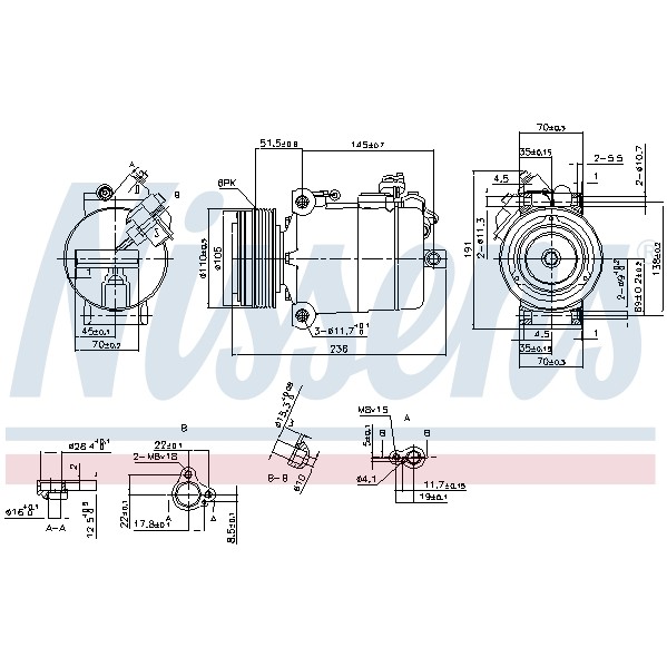 Слика на Компресор за клима NISSENS 890043 за камион Isuzu N Series NMR 85L, NPR 85L - 150 коњи дизел