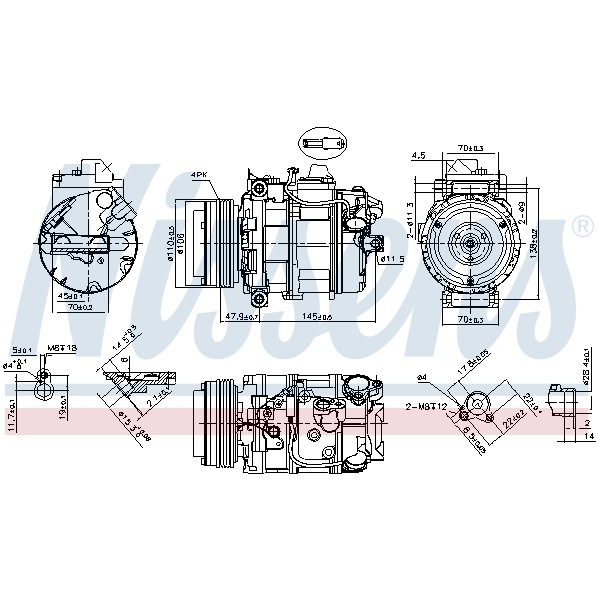 Слика на Компресор за клима NISSENS 890073 за камион Isuzu N Series NMR 85L, NPR 85L - 150 коњи дизел