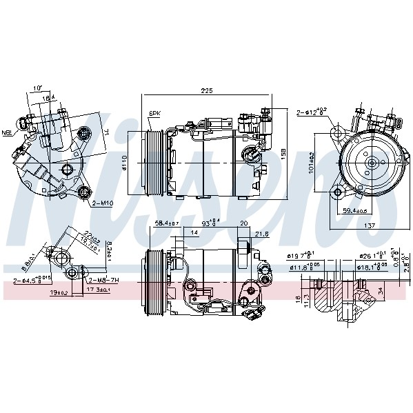 Слика на Компресор за клима NISSENS 890098 за Mini Countryman (F60) Cooper D - 136 коњи дизел