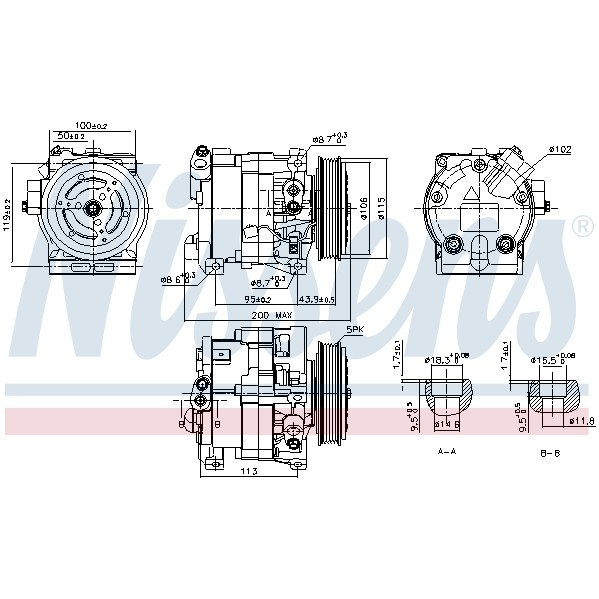 Слика на Компресор за клима NISSENS 890187 за Fiat Albea 178 1.4 - 69 коњи бензин