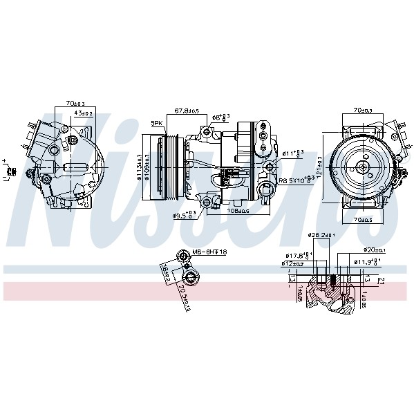 Слика на Компресор за клима NISSENS 890266 за Opel Astra J 1.4 LPG - 140 коњи Бензин/Автогаз (LPG)