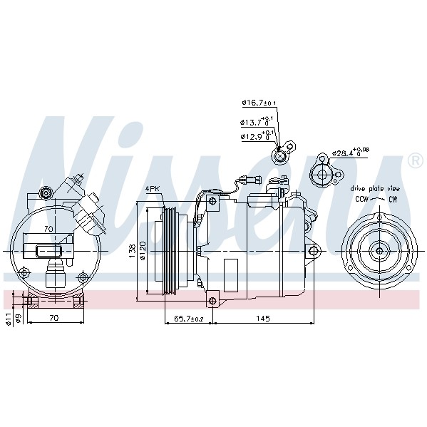 Слика на Компресор за клима NISSENS 89027 за камион Isuzu N Series NMR 85L, NPR 85L - 150 коњи дизел