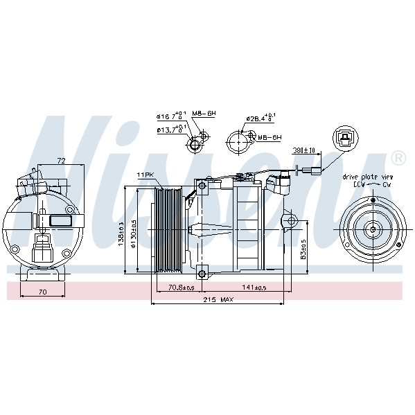 Слика на Компресор за клима NISSENS 89028 за камион Isuzu N Series NMR 85L, NPR 85L - 150 коњи дизел