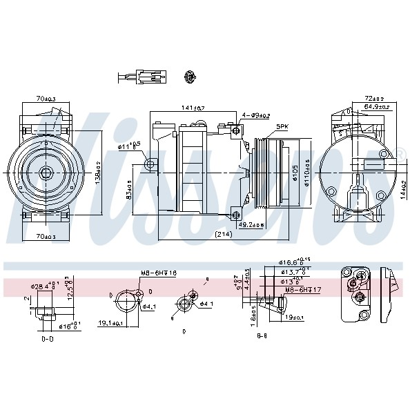 Слика на Компресор за клима NISSENS 89031 за камион Isuzu N Series NMR 85L, NPR 85L - 150 коњи дизел