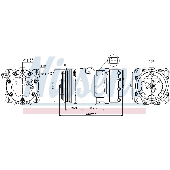 Слика на Компресор за клима NISSENS 89032 за Fiat Scudo 270 2.0 D Multijet 4x4 - 128 коњи дизел