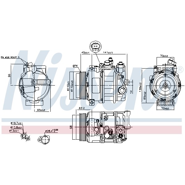 Слика на Компресор за клима NISSENS 89033 за Mercedes C-class Saloon (w203) C 270 CDI (203.016) - 170 коњи дизел