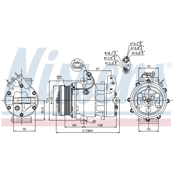 Слика на Компресор за клима NISSENS 89037 за камион Isuzu N Series NMR 85L, NPR 85L - 150 коњи дизел