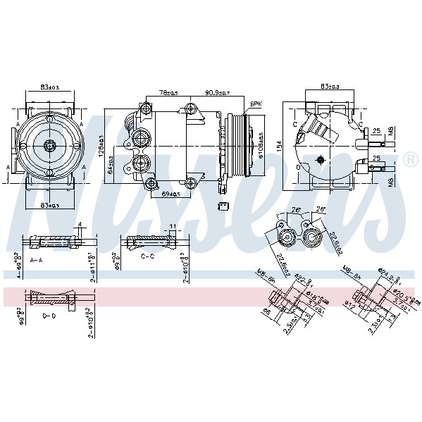 Слика на Компресор за клима NISSENS 890392 за Ford Fiesta 6 1.4 TDCi - 70 коњи дизел