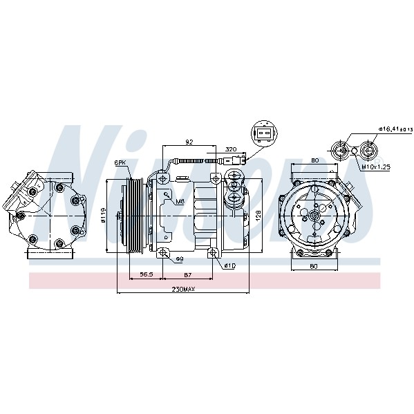 Слика на Компресор за клима NISSENS 89047 за Peugeot 806 2.0 16V - 136 коњи бензин