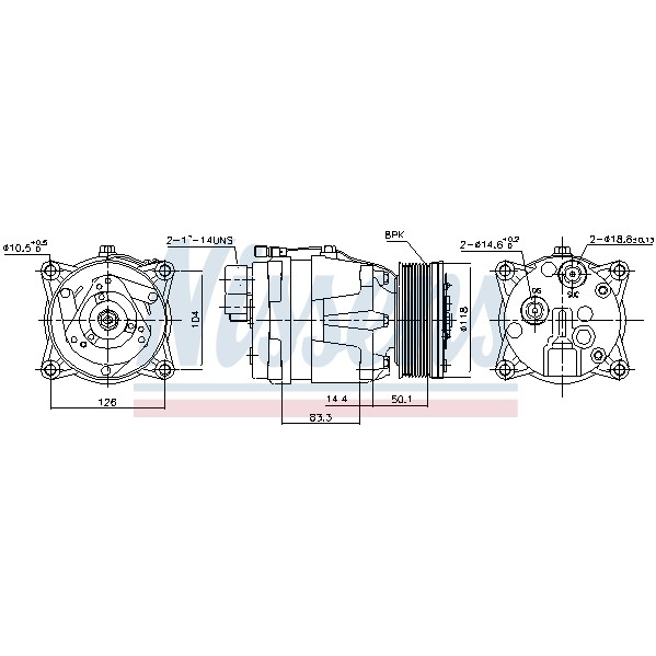 Слика на Компресор за клима NISSENS 89048 за VW Golf 3 (1H1) 1.4 - 55 коњи бензин