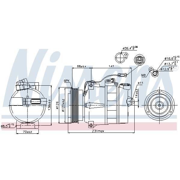 Слика на Компресор за клима NISSENS 89054 за камион Isuzu N Series NMR 85L, NPR 85L - 150 коњи дизел