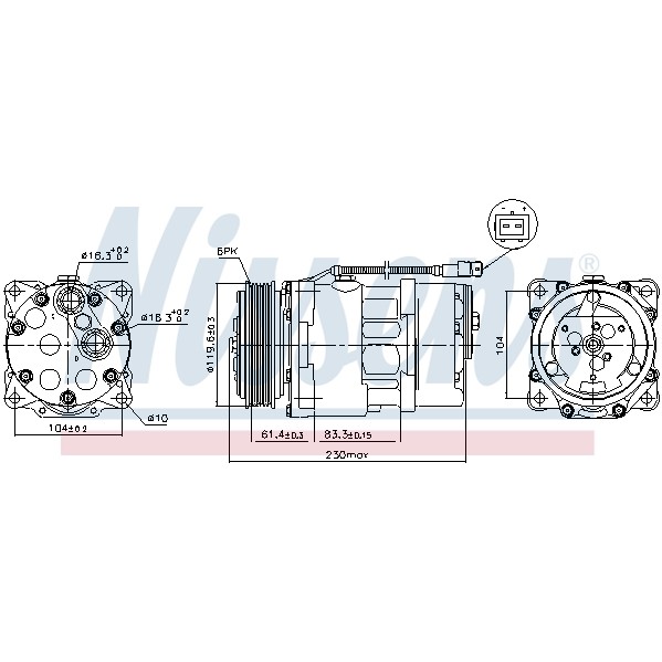 Слика на Компресор за клима NISSENS 89055 за Citroen Jumpy BOX BS,BT,BY,BZ 2.0 HDi 95 - 94 коњи дизел