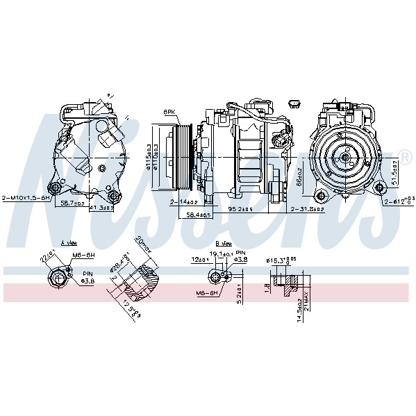 Слика на Компресор за клима NISSENS 890622 за BMW 3 Touring F31 330 d xDrive - 258 коњи дизел