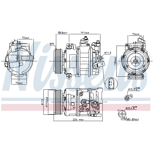 Слика на Компресор за клима NISSENS 890633 за Seat Ibiza 4 Sportcoupe (6J) 2.0 TDI - 143 коњи дизел