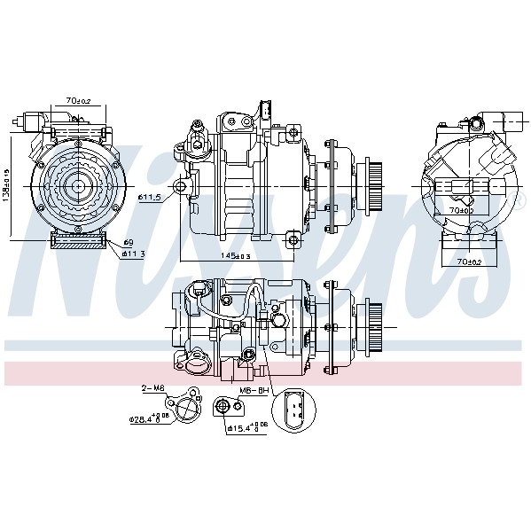 Слика на Компресор за клима NISSENS 890637 за VW Transporter T5 Box 2.5 TDI 4motion - 130 коњи дизел