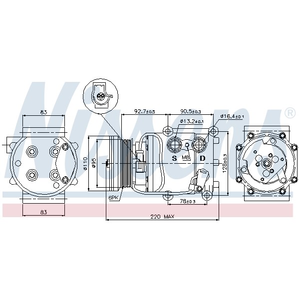 Слика на Компресор за клима NISSENS 89071 за Mazda Demio (DY) 1.2 - 75 коњи бензин