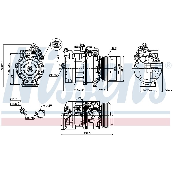 Слика на Компресор за клима NISSENS 89075 за Opel Astra G Hatchback 2.2 DTI - 125 коњи дизел