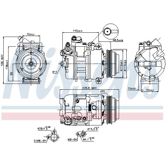 Слика на Компресор за клима NISSENS 89080 за камион Isuzu N Series NMR 85L, NPR 85L - 150 коњи дизел