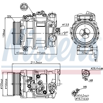 Слика на Компресор за клима NISSENS 89090 за Mercedes ML-class (w164) ML 300 CDI 4-matic (164.121) - 204 коњи дизел