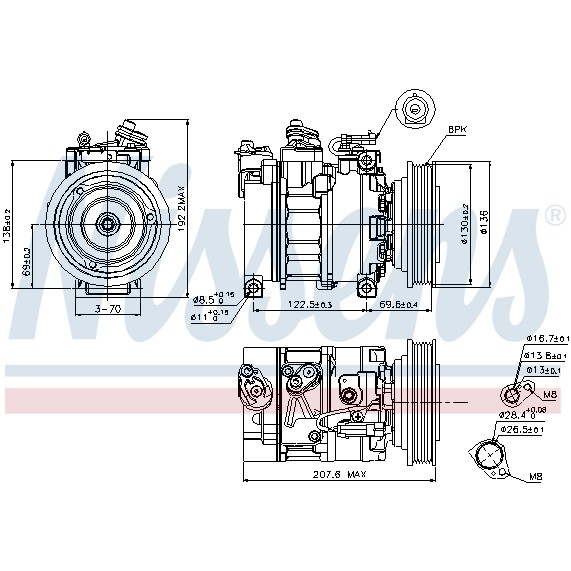 Слика на Компресор за клима NISSENS 89094 за камион Isuzu N Series NMR 85L, NPR 85L - 150 коњи дизел