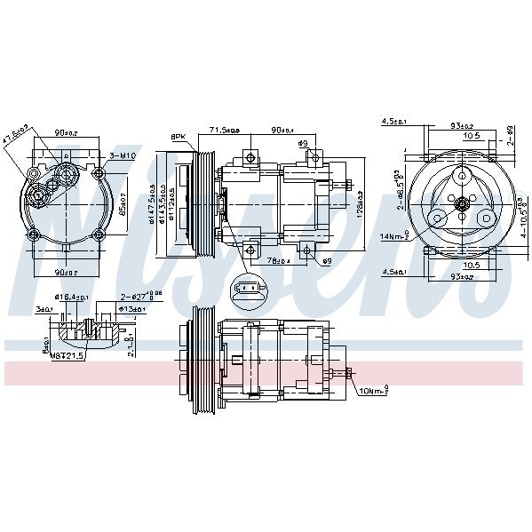 Слика на Компресор за клима NISSENS 89190 за Ford Transit Platform (E) 1991 2.0 (EME/L/S, ENE/L/S) - 98 коњи бензин