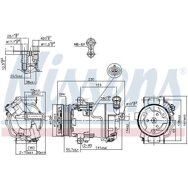 Слика на Компресор за клима NISSENS 89216 за Opel Zafira (A05) 1.8 LPG (M75) - 140 коњи Бензин/Автогаз (LPG)