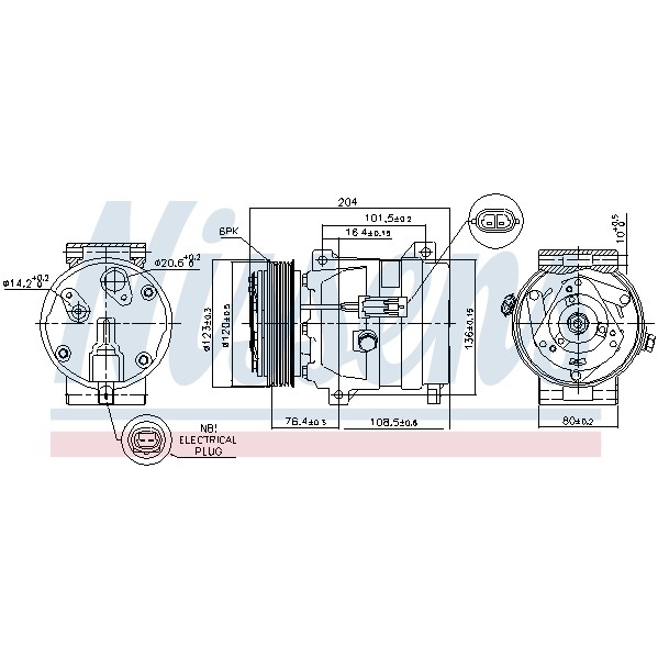 Слика на Компресор за клима NISSENS 89217 за Renault Laguna 2 Grandtour (KG0-1) 1.9 dCi (KG1V) - 130 коњи дизел