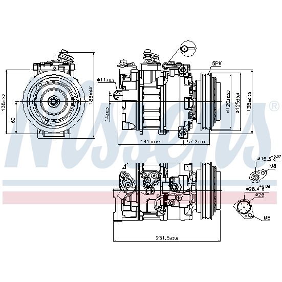 Слика на Компресор за клима NISSENS 89231 за камион Isuzu N Series NMR 85L, NPR 85L - 150 коњи дизел