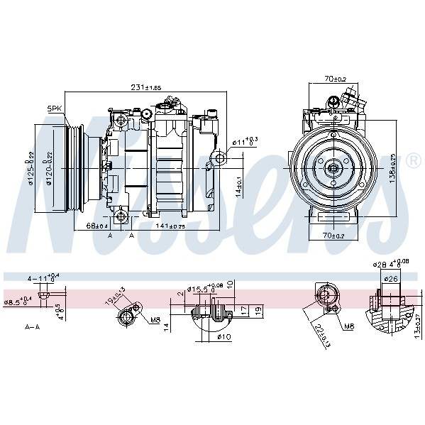 Слика на Компресор за клима NISSENS 89232 за камион Isuzu N Series NMR 85L, NPR 85L - 150 коњи дизел