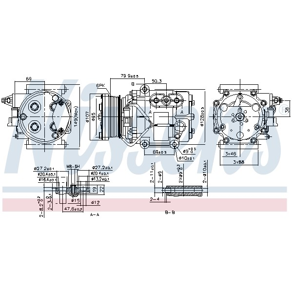 Слика на Компресор за клима NISSENS 89240 за Ford Fiesta 5 (jh,jd) 1.4 TDCi - 68 коњи дизел