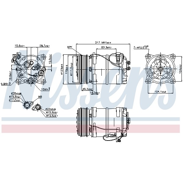 Слика на Компресор за клима NISSENS 89249 за Volvo S70 Saloon (P80) 2.5 Bifuel - 144 коњи Бензин/Метан (CNG)