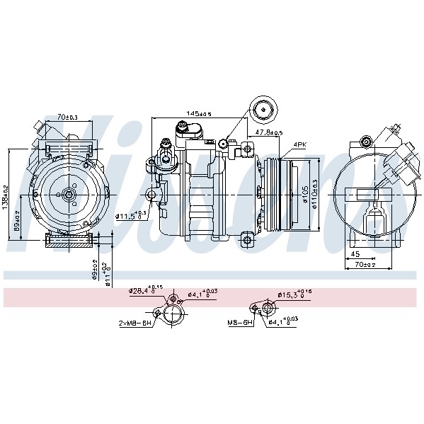 Слика на Компресор за клима NISSENS 89341 за камион Isuzu N Series NMR 85L, NPR 85L - 150 коњи дизел