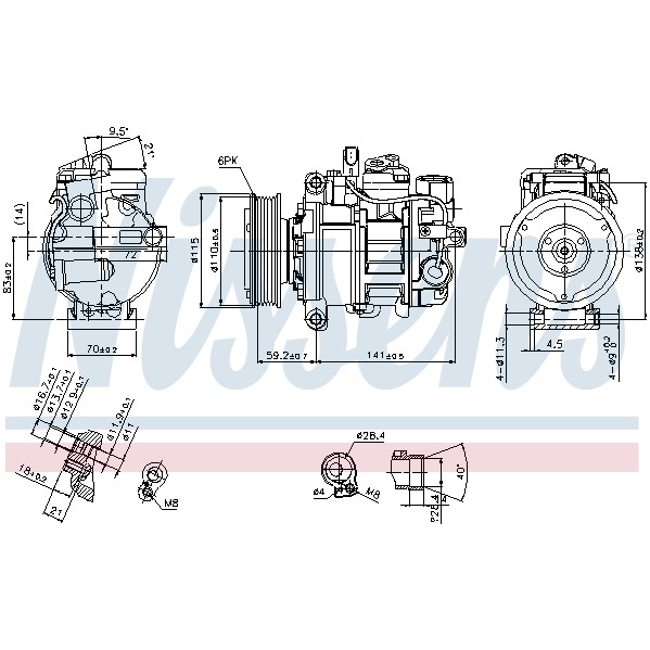 Слика на Компресор за клима NISSENS 89384 за Audi A4 Avant (8E5, B6) 2.4 - 163 коњи бензин