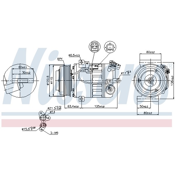 Слика на Компресор за клима NISSENS 89394 за Renault Laguna 3 Grandtour (KT0-1) 2.0 16V Hi-Flex (KT1H) - 140 коњи Бензин/Етанол