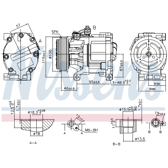 Слика на Компресор за клима NISSENS 89405 за Fiat 500 0.9 - 86 коњи бензин