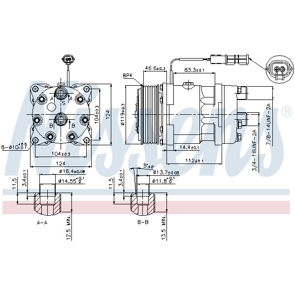 Слика на Компресор за клима NISSENS 89459 за камион MAN TGL 8.220 FC, FLC, FRC, FLRC - 220 коњи дизел