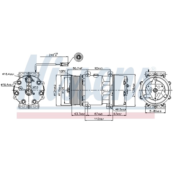 Слика на Компресор за клима NISSENS 89474 за камион Renault Midlum 190.08 - 190 коњи дизел