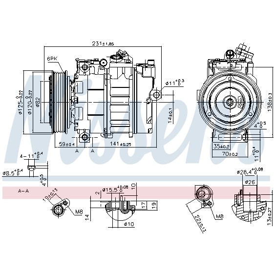 Слика на Компресор за клима NISSENS 89487 за камион Isuzu N Series NMR 85L, NPR 85L - 150 коњи дизел