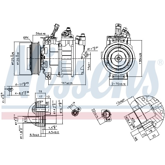 Слика на Компресор за клима NISSENS 89488 за камион Isuzu N Series NMR 85L, NPR 85L - 150 коњи дизел