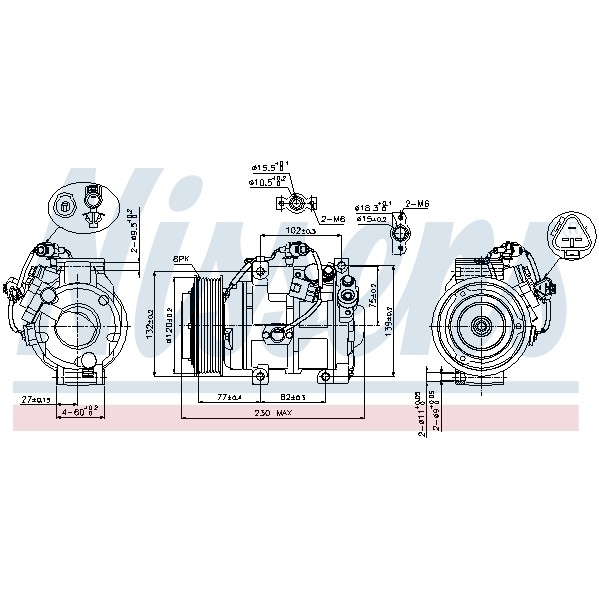 Слика на Компресор за клима NISSENS 89511 за Toyota Land Cruiser (J7) 4.5 TD 24V 4x4 (VDJ76, VDJ78) - 205 коњи дизел