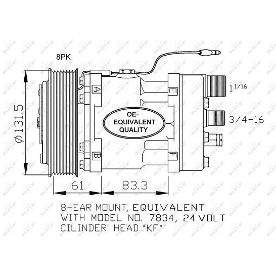 Слика на Компресор за клима NRF 32073 за Toyota Corolla Liftback (E9) 1.8 D (CE90) - 67 коњи дизел